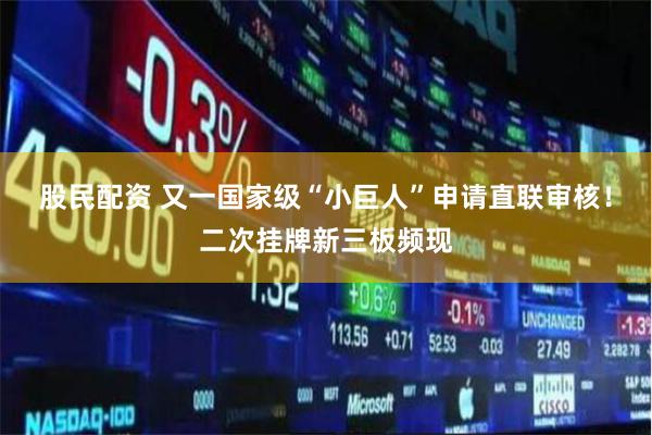 股民配资 又一国家级“小巨人”申请直联审核！二次挂牌新三板频现