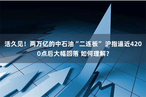 活久见！两万亿的中石油“二连板” 沪指逼近4200点后大幅回落 如何理解？